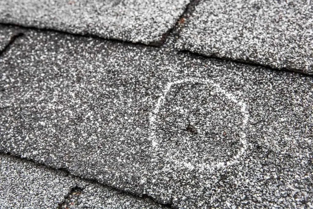 Roof-with-hail-damage in Des Moines